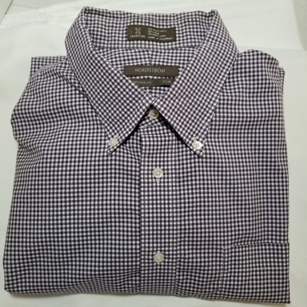 Nordstroms Men’s size 19/38 Shirt Purple Plaid LS